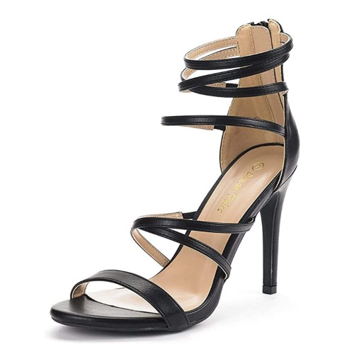DREAM PAIRS Women's Show High Heel Dress Pump Sandals - 5.5 - Black Pu