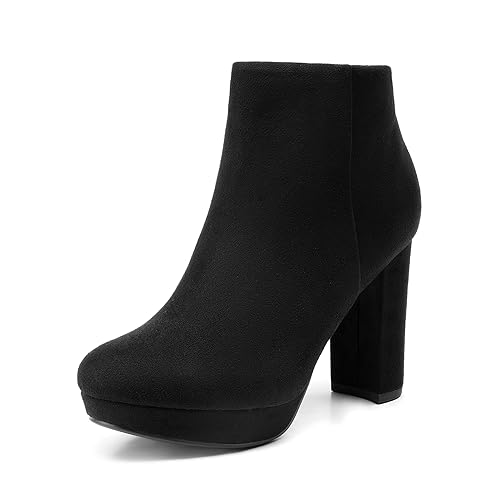 DREAM PAIRS Women's Stomp High Heel Ankle Boots - 6 - Black