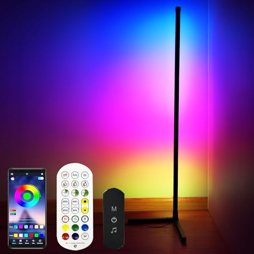 YOSION LED Floor Lamp Corner Mood Light RGB Color Changing Mood Dimmable/Music Sync with APP & Remote Control for Living Room, Bedroom, Home Decoration