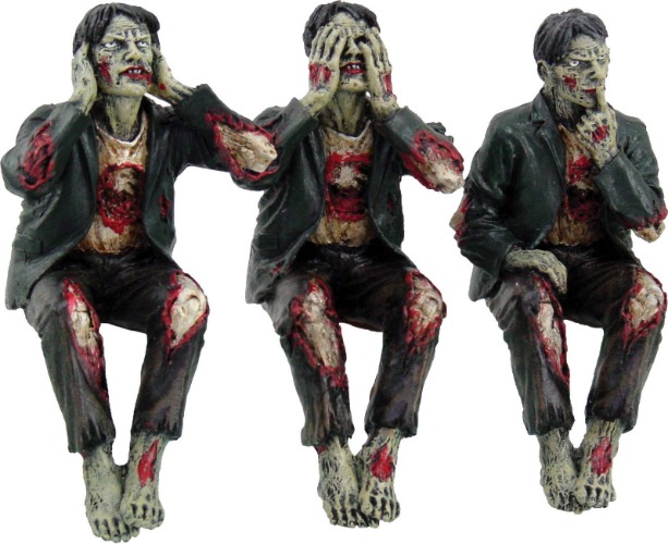 Nemesis Now See No, Hear No, Speak No Evil Zombies Figurine, Black, 10cm, Resin