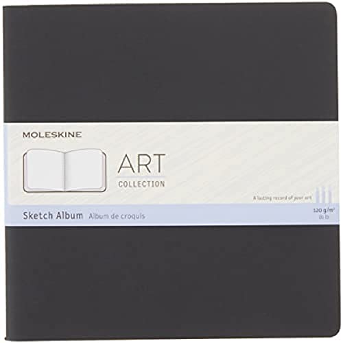 Moleskine Art Sketch Album, Soft Cover, Square (7.5" x 7.5") Plain/Blank, Black, 88 Pages - Black - Square