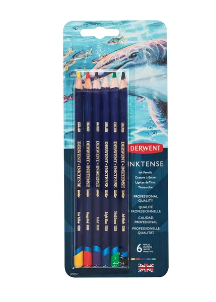 Derwent Colored Pencils, Inktense Ink Pencils, Drawing, Art, Pack, 6 Count (0700927) - 