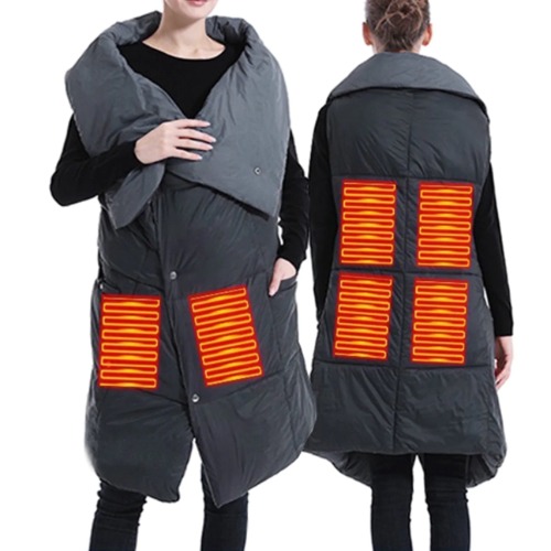 2-In-1 Heated Blanket Wearable Cover - Black