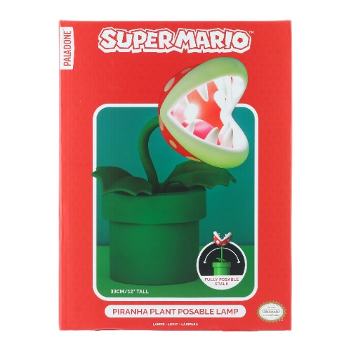 Paladone Piranha Plant Posable Lamp BDP | LED Light with Flexible Head for Nintendo Fans | Officially Licensed Super Mario | 33cm Tall USB Powered, Red, White and Green