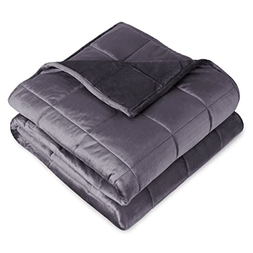 Bare Home Weighted Blanket Queen Size 17lb (60" x 80") for Adults - Minky Fleece - Premium Heavy Blanket Nontoxic Glass Beads (Eggplant, 60"x80") - 60" x 80" 17 lbs - 15 - Minky Fleece Eggplant