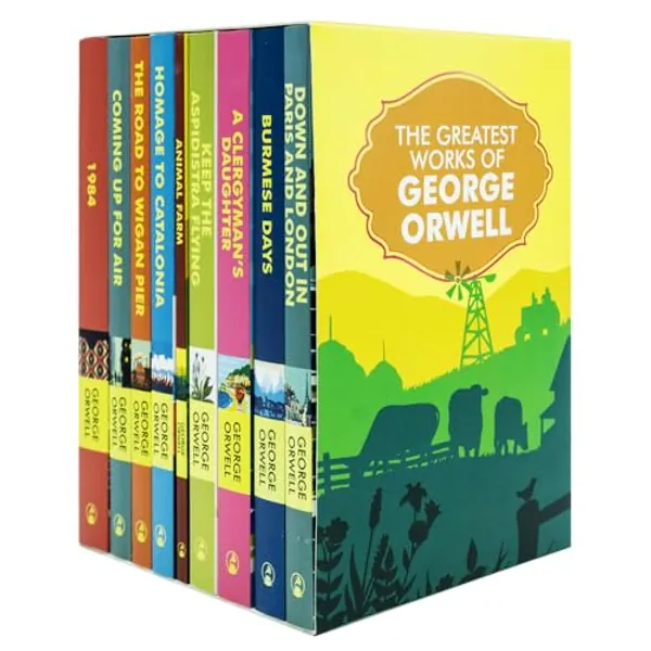The Greatest Works of George Orwell 9 Books Set (Homage to Catalonia, Burmese Days, 1984, Animal Farm, The Road to Wigan Pier, Down and Out in Paris and London)