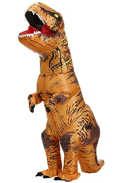 Adults T-Rex Inflatable Costume Fancy Dinosaur Suit Blow up Stegosaurus Jumpsuit Halloween Cosplay Costume - Free Size Green