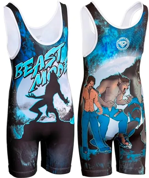 KO Sports Gear - Unisex Wrestling Singlet, Comfortable & Breathable, 4 Way Stretch, Full Range of Youth and Adult Sizes - Adult L 135–165 lbs (61.2–74.8 kg) - Beast Mode