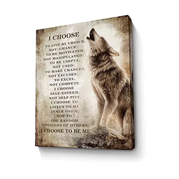 Motivational Wolf Canvas Wall Art Christian Wolf Gift for Men Picture Wall Decor Inspirational Quotes Painting Framed Modern Artwork for Bedroom Bathroom Office Home Decor 12x16 inch - Wolf - 12x16 inch