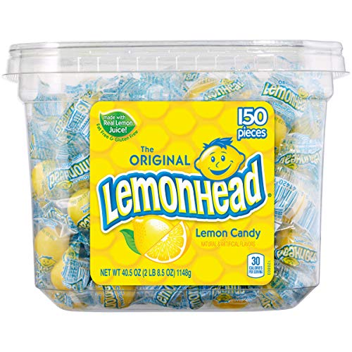 Lemonhead Hard Lemon Candy, Individually Wrapped, 150 Count Tub - 150 Count