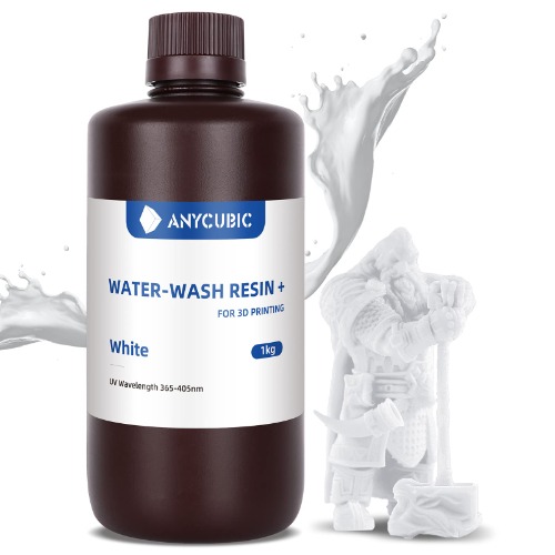 ANYCUBIC Upgraded Water Washable 3D Printer Resin, 405nm LCD UV-Curing Photopolymer Resin with High Precision and Low Shrinkage for 8K Capable LCD/DLP/SLA 3D Printing(White,1kg)