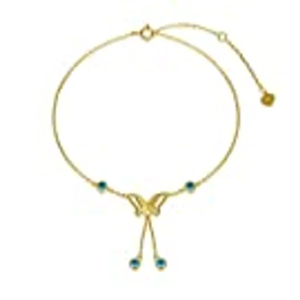 SISGEM 14K Real Gold Butterfly Anklet for Women,Yellow Gold Double Butterfly Anklets with Sea Blue Zircon,Tassel Foot Link Beach Anklets,Anniversary Birthday Jewelry Gifts for Wife Girlfriend 8"+2"