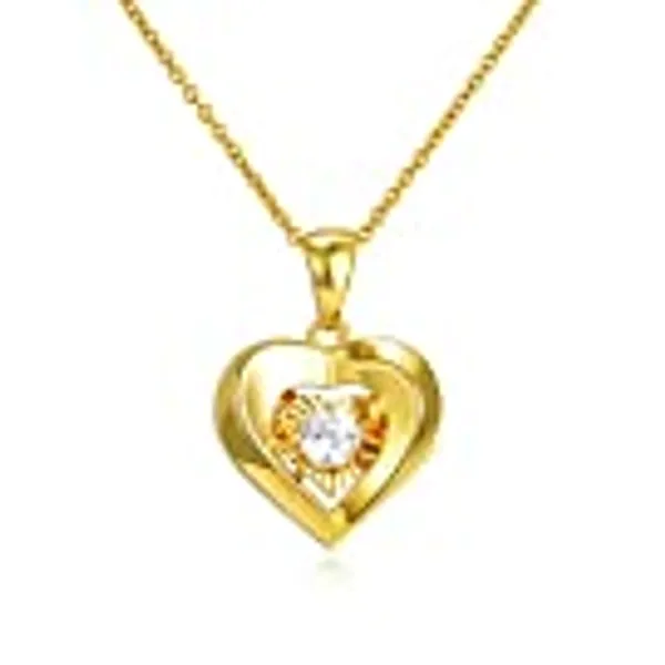 18k Gold Heart Jewelry Necklace for Women, Solid Gold Chain and Pendant Necklace for Her, Anniversary Jewelry Present for Wife, Gifts for Mother,18"