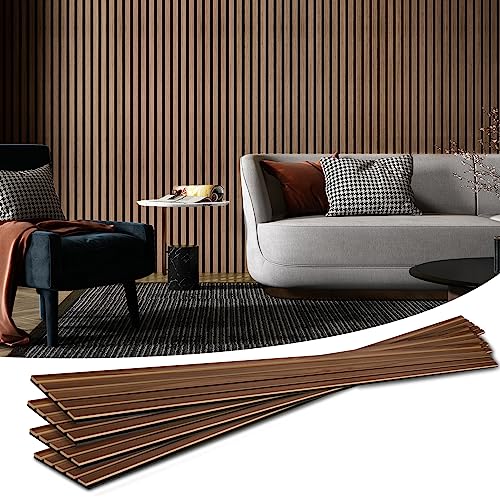 Art3d 4-Piece Wood Slat Acoustic Panels for Stylish Decor and Noise Reduction, 3D Textured Panel for Ceiling and Wall, Walnut - 94.5 * 7.9 inch - Walnut