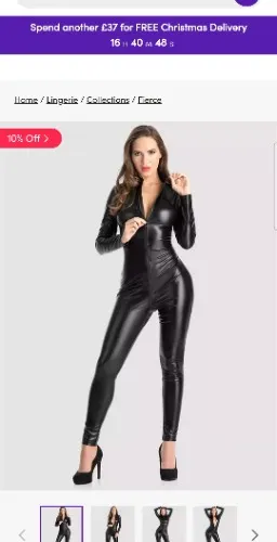 Lovehoney Fierce Wet Look Zip-Around Catsuit