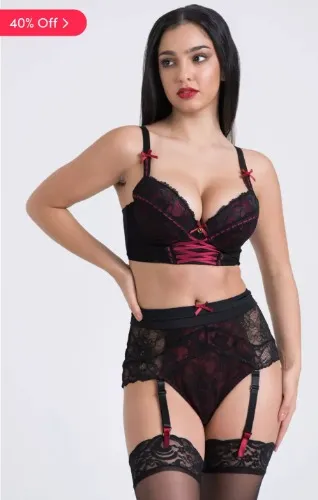 Lovehoney Twilight Rose Black Lace Bra Set