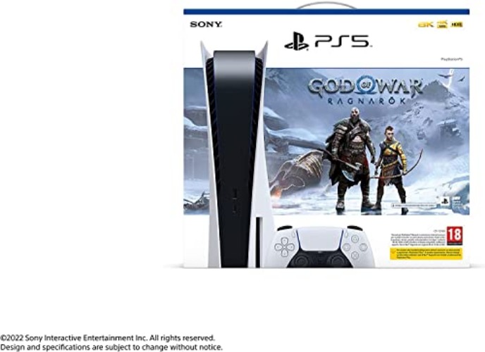 Playstation Sony 5, CFI-1216A, 825GB SSD, Disc Edition, White + God of War Ragnarok Voucher (EN, CZ, SK, TR, HU)