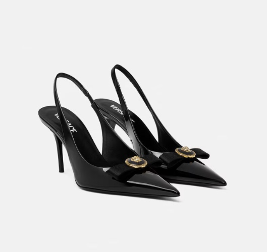 Versace: Gianni Ribbon Slingback Pumps 85 mm