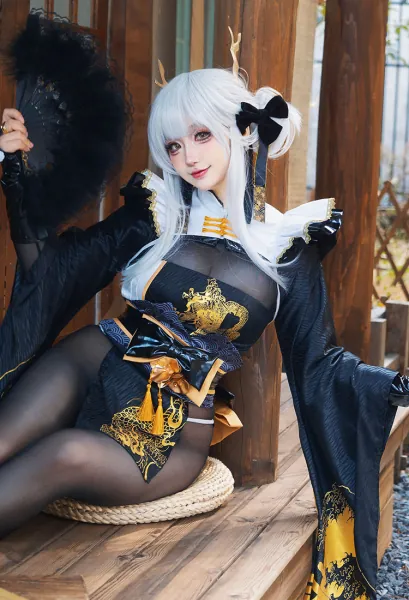 Goddess of Victory: Nikke Blanc White Rabbit Cosplay Costume Sexy Kimono Uniform Outfit with Waistband and Gloves