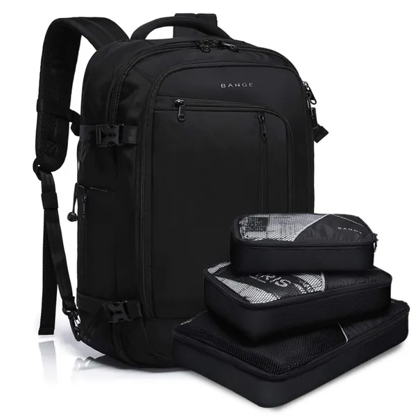 BANGE Travel Overnight Backpack,40-Liter FAA Flight Approved Weekender Bag Carry on Backpack (Black (Backpack With 3 Cubes)) - Black (Backpack With 3 Cubes)