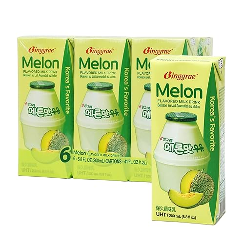 Binggrae Melon Flavored Milk (Pack of 6) - Melon - 6.83 Fl Oz (Pack of 6)