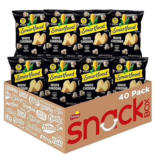 Smartfood Popcorn, White Cheddar, 0.625 Ounce (Pack of 40) - White cheddar - 40 Count (Pack of 1)
