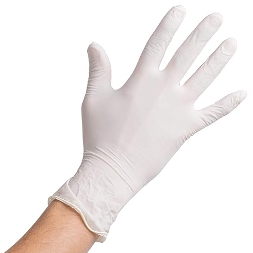 Powdered Disposable Latex Gloves for Foodservice Comfortable Pack of 100 - White - Small