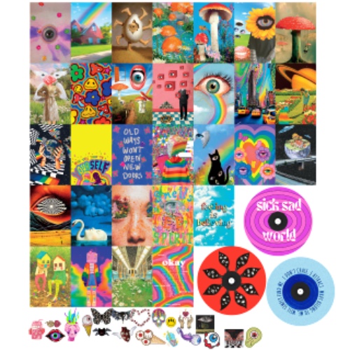 97 Decor Weirdcore Room Decor - Weirdcore Aesthetic Poster, Weirdcore Accessories, Cute Weird Core Stuff Wall Bedroom, Trippy Posters for Room Aesthetic, Weird Psychedelic Room Decor (8x10 UNFRAMED) - Weirdcore