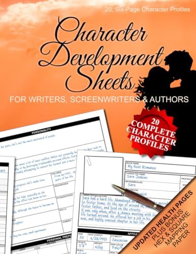 Character Development Sheets: 20, Six-Page, Romance-Themed Character Profiles for Writers, Screenwriters and Authors. 8.5"x11", Soft Cover