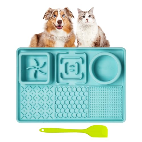 Large Dog Lick Mat, Dog Slow Feeder, Anti-slip Slow Feeding Mat for Dogs & Cats, Dog Licking Pad for Butter Yogurt Peanut Frozen Food, Dog Treats Feeder Mat for Anxiety Relief (Green, 11.9"x7.9") - Green - 11.9"x7.9"