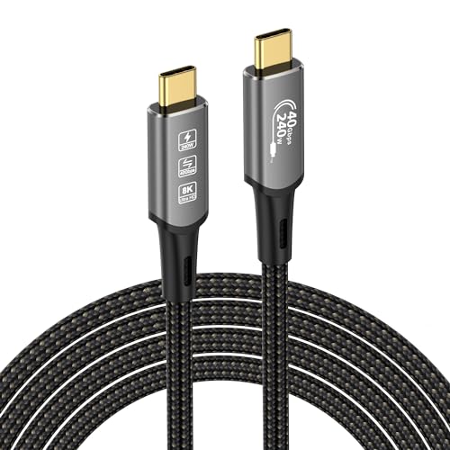 USB4 Kabel, mit Thunderbolt 4 Kabel,240W Ladekabel 40Gbps Datenkabel,8K@60Hz 4K120Hz HDR,PD3.1,USB C zu USB C Kabel, für Hub,Dock MacBook, M1 M2,M3,Mac Studio SSD,Laptops,Monitor, (2M Male/240W) - 2M Male/40G 240W