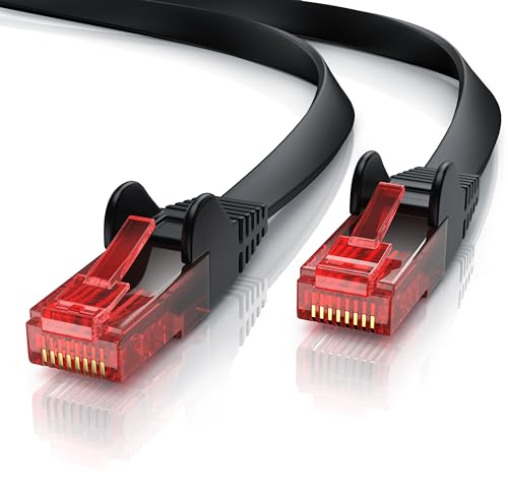 CSL - 5m Cat 6 Netzwerkkabel Flach - Gigabit Ethernet LAN - RJ45 Kabel Flachbandkabel Verlegekabel - 10 100 1000 Mbit s - Patchkabel Flachkabel - schwarz - 5,0m - schwarz