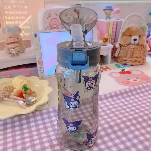 Kawaii BPA Free Plastic Water Bottle with Straw for Cospartys - Kuromi