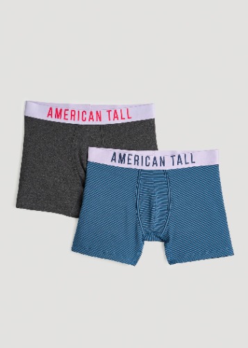 Men's Tall Original Boxer Briefs in Blue & Grey Mix | 2-Pack | M / Tall / Blue & Grey Mix