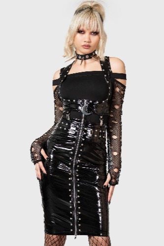 Madame Hexx Midi Dress | L / Black / 95% Polyester, 5% Elastane