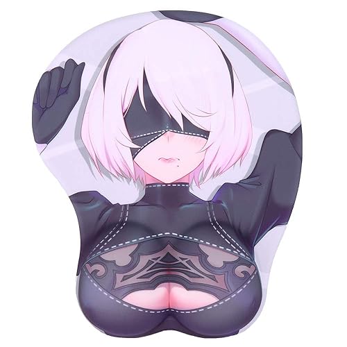 Boo Ace 2B Anime Mouse Pads with Wrist Rest Gaming 3D Mousepads 2Way Skin (2B 01)