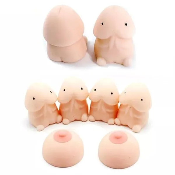 Mini Penis Adult Sex Toys Realistic Dildo for Couples Sex Game Play Gag Gift Stress Relief Toy Package Include 1 Pair Nipple 4Pcs Penis, Small