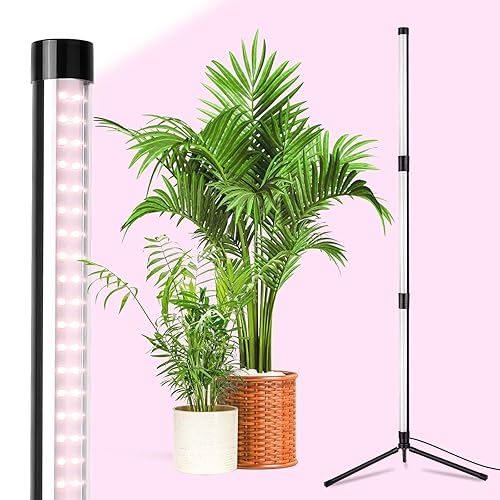 Sondiko Growing Light for Indoor Plants with Stand, 192 LEDs 40W Full Spectrum Wide Illumination Area, T10 Vertical Standing Plant Grow Light, 4FT Height with On/Off Switch and Tripod Floor Stand - Large