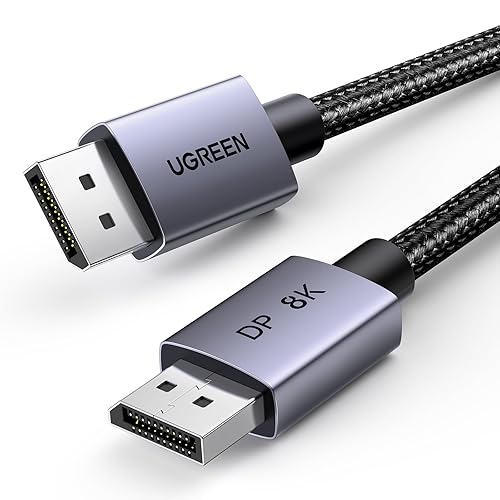 UGREEN DisplayPort Cable 8K@60Hz 3.3FT [VESA Certified] Braided DP 1.4 Display Lead Support 4K@240Hz, 2K@240Hz 32.4Gbps, HDCP 2.3, HDR, FreeSync&G-Sync, 3D Compatible with Gaming Monitor PC HDTVs (1M) - 1.0 Metres