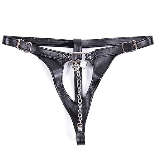 Female Chastity Belt Strap Women Restraint Chastity Locking Device Adjustable Underwear Black Pants Bondage Harness Women Sexy Lingerie SM Sex Toys for Couples - Type 5