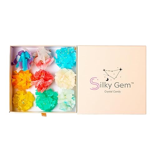SILKY GEM - Edible Crystal Candy, 8-10 Clusters, Multi Flavor, Kohakutou, Edible Gem, Vegan, Gluten Free, ASMR - Edible-crystal-clusters - 8-10