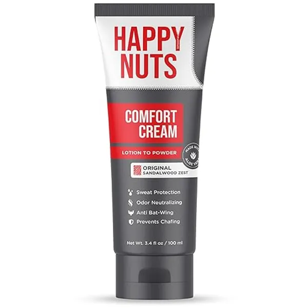 HAPPY NUTS Comfort Cream Deodorant For Men: Anti-Chafing Sweat Defense, Odor Control, Aluminum-Free Mens Deodorant & Hygiene Products for Men's Private Parts 3.4 oz.(1 Pack, Original) - Original - 3.4 Fl Oz (Pack of 1)