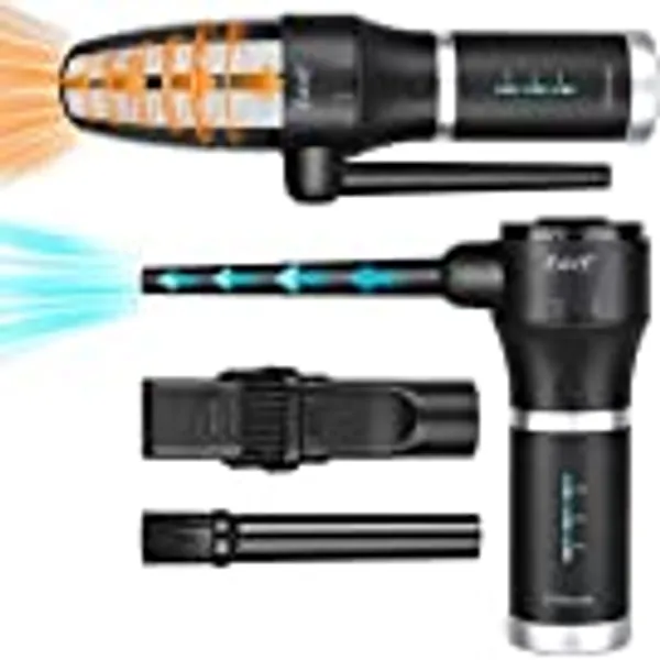 Cordless Air Duster & Mini Vacuum Cleaner 2 in 1, 77000 RPM Compressed Air Duster, 11000 Pa Suction, 2 Speeds, Replaces for Air Cans, 15000 mAh Rechargeable Air Blower for Keyboard, Computer, Car