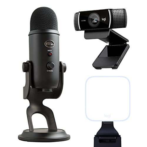 Blue Yeti Podcast Equipment Bundle - for PC, Mac, Gaming, Recording, Streaming, Podcasting, Studio, and Computer Condenser, Blue VO!CE Effects, 4 Pickup Patterns, Premium LED Light - Blackout - Blackout - Microphone - Podcast Bundle