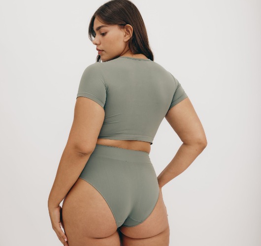 Smooth High-Leg Briefs | Seaweed / L