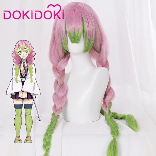 DokiDoki  Anime Demon Slayer: Kimetsu no Yaiba Cosplay Wig Kanroji Mitsuri Hair Women Long Pink&Green Hair Halloween | Default Title