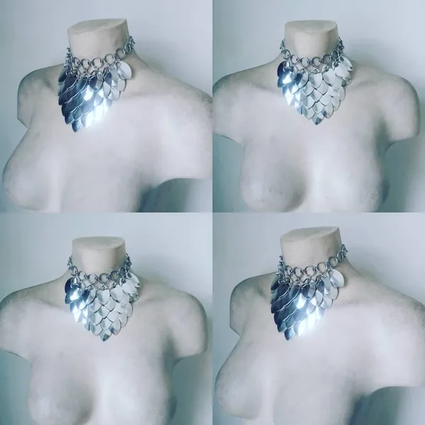 Chainmail Necklace Mirror Scalemail Choker Larp Fantasywear Collar Amour Fetish Metal Jewelry