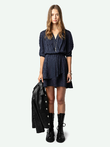 Rogers Leopard Silk Jacquard Dress