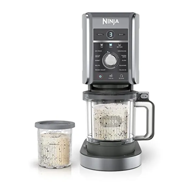 Ninja NC501 CREAMi Deluxe 11-in-1 Ice Cream & Frozen Treat Maker for Ice Cream, Sorbet, Milkshakes, Frozen Drinks & More, 11 Programs, Perfect for Kids, Silver, 11 Functions + (2) 24 oz. Pints
