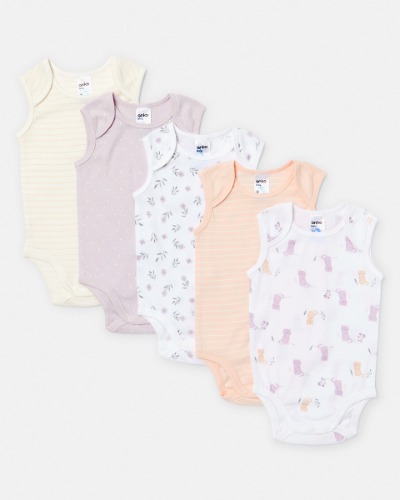 5 Pack Sleeveless Bodysuits - Kmart 
